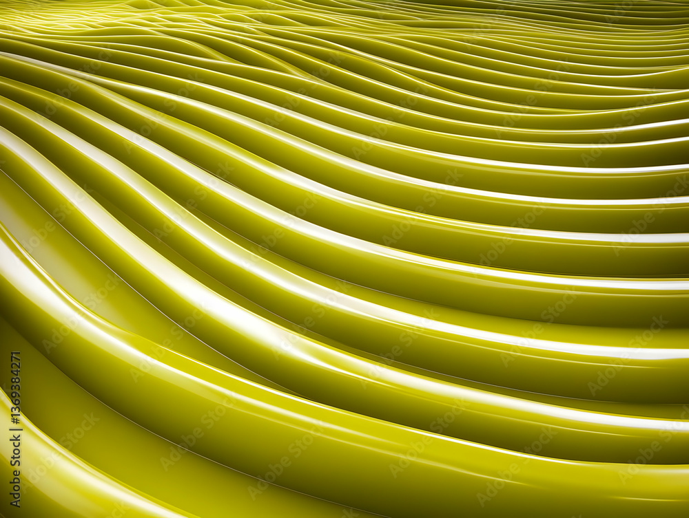 Aufkleber abstract 3d rendering of glossy yellow waves flowing seamlessly