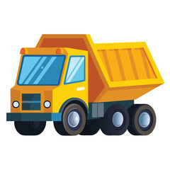 A cartoon illustration of a yellow dump truck isolated on white background © Trendy_Desing