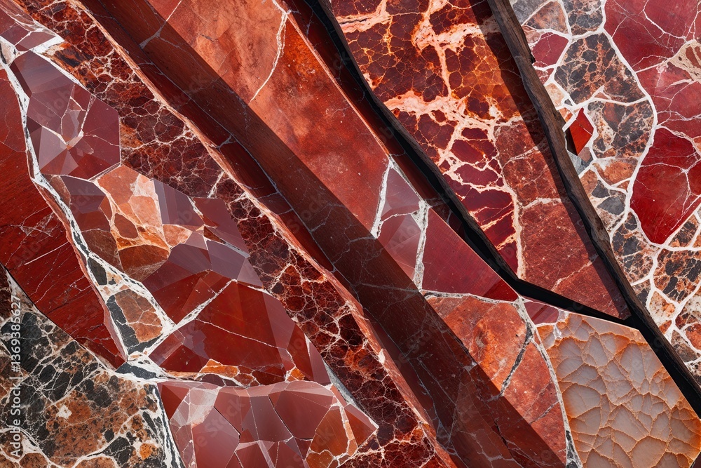 Aufkleber stunning red jasper surface texture featuring bold asymmetric patterns for architectural design