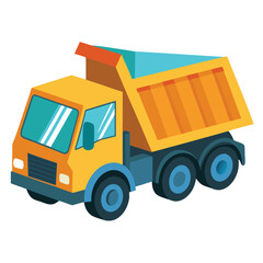 Fototapeta premium Isometric Illustration of a Yellow Dump Truck for Construction and Transportation