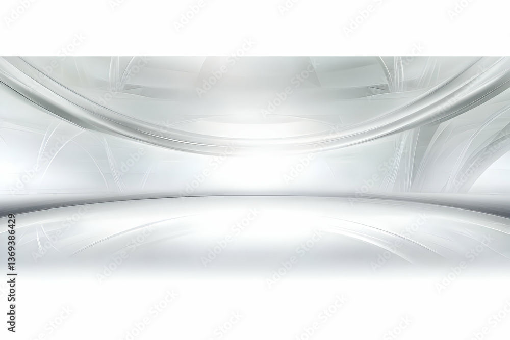 Poster abstract 3d rendering of a white, curving architectural background with smooth, reflective surfaces 