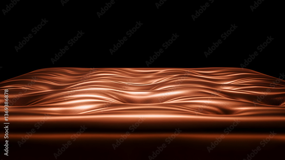 Poster abstract 3d rendering of wavy chocolate-colored surface against black background