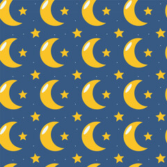 Naklejka premium Moon seamless pattern background with stars vector
