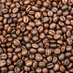 Naklejka premium Textured background of freshly roasted coffee beans