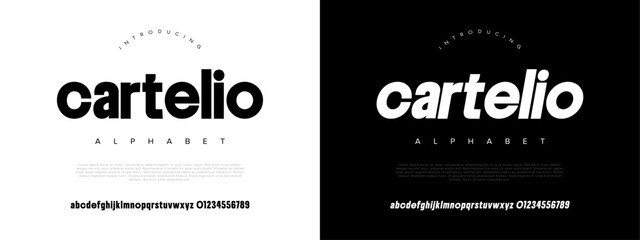 Cartelio Modern Bold Font. Sans Serif Font. Regular Italic Uppercase Lowercase Typography urban style alphabet fonts for fashion, sport, technology, digital, movie, logo design, vector illustration