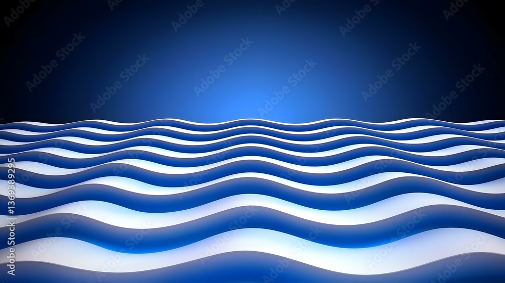 Aufkleber the image contains an abstract design of wavy lines in shades of blue and white, creating a three-di