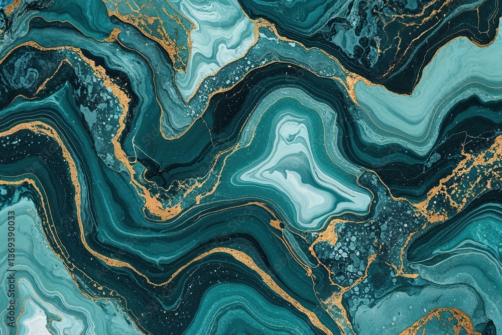 Poster Teal Marble Background with Abstract Pattern and Elegant Surface Design for Creative Projects