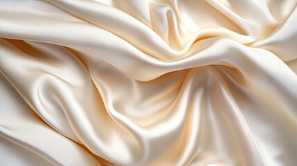 Obraz premium Soft Cream Satin Fabric with Elegant Drapery and Smooth Texture