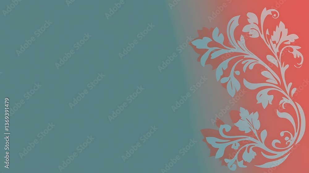 Poster decorative floral design with gradient background featuring two complementary colors