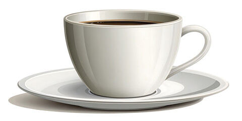 White Coffee Cup with Saucer PNG – Hot Beverage Isolated on Transparent Background