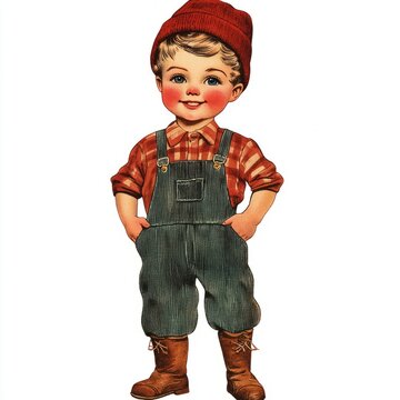 recommend clip art: retro 50s kids clipart in corduroy overalls