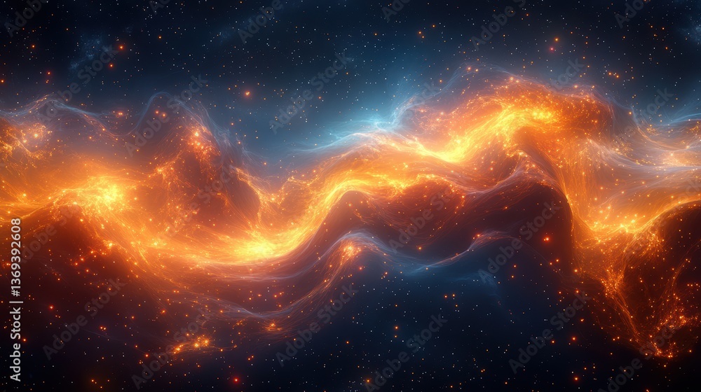 Poster digital abstract painting of silk fabric with swirling patterns and high fidelity elements in vivid 