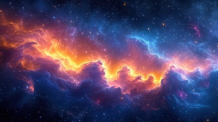 Fototapeta premium Abstract digital painting of silk fabric with swirling patterns and vibrant colors, creating an ethereal cosmic effect in the composition
