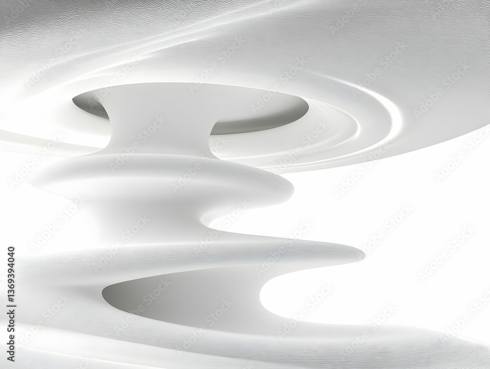 Aufkleber abstract 3d render of swirling white forms, creating a dynamic architectural background illustration