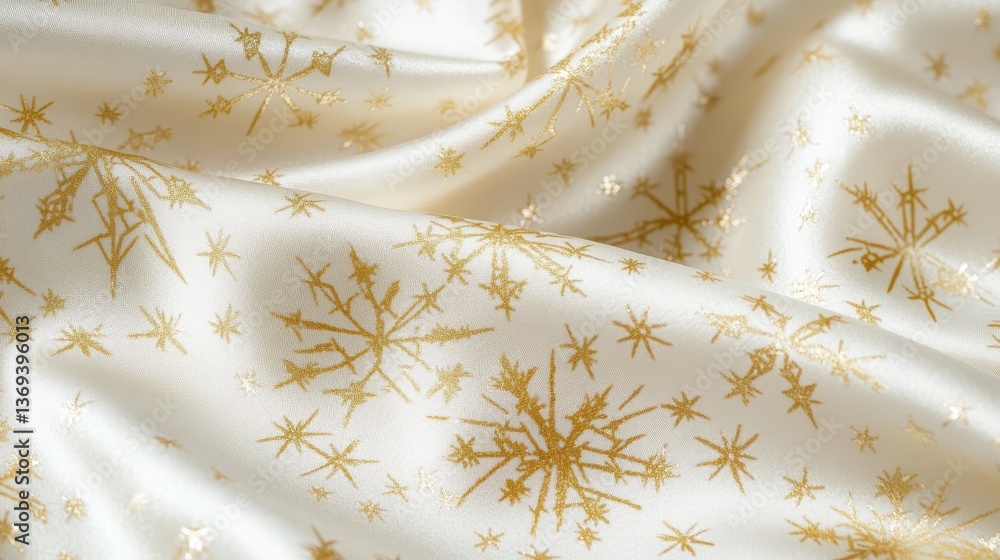 Poster elegant macro view of silk fabric with intricate arabian style pattern in gold and cream background