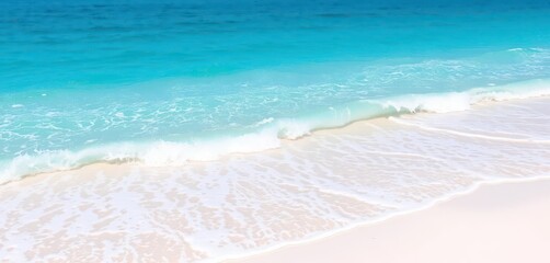 Turquoise water laps a white sand beach, sun-drenched, calm ocean, calm, beach, shimmer