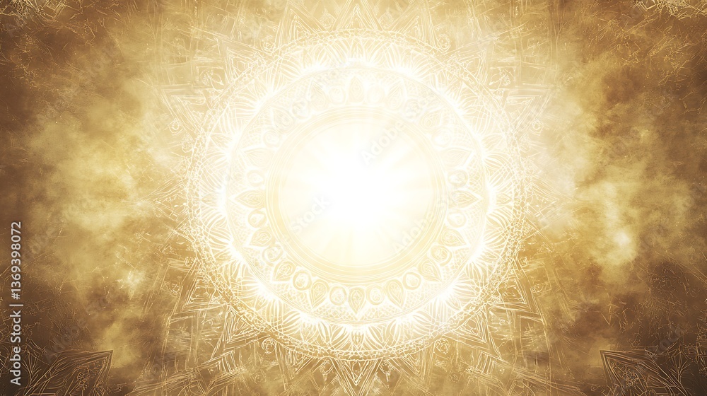 Poster a luminous circular pattern emerges within a sepia colored background