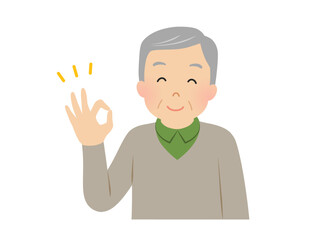 オッケーサインを出すシニア男性のベクターイラスト