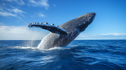 Humpback whale breaching ocean surface wildlife photography marine animal sea mammal aquatic giant nature
