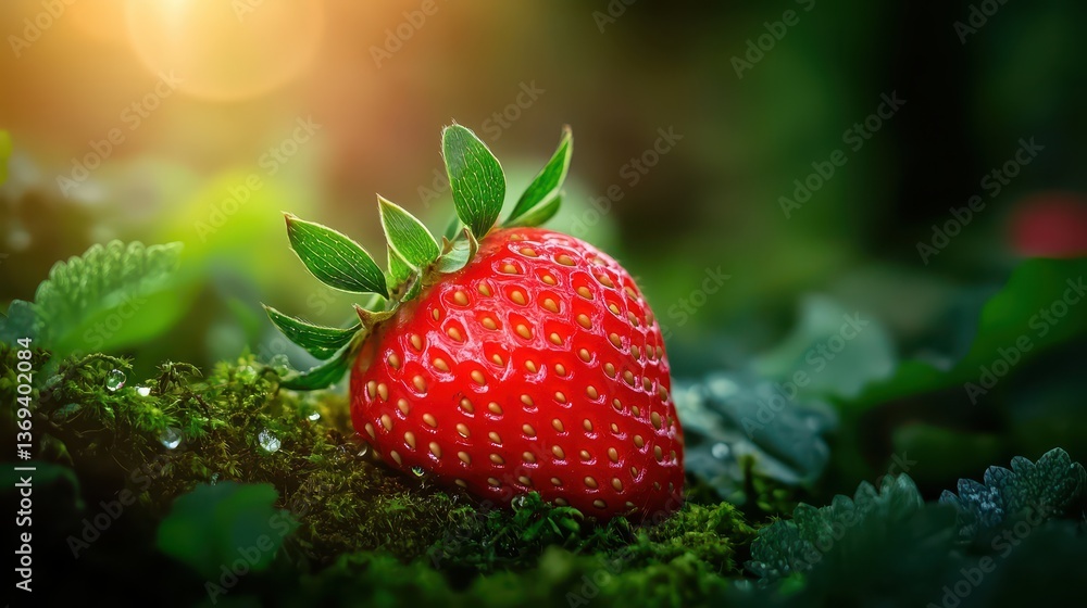 Poster realistic and seamless red strawberry pattern for background and design use, ideal for freshness and