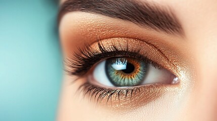 Obraz premium Detailed Makeup on Woman's Eye with Emphasis on Beauty and Color