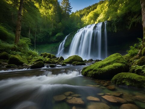 Haut-Rhin Waterfall: France&rsquo;s Tranquil Escape, Where Crystal-Clear Streams Tumble Over Rugged Cliffs, Surrounded by Lush Greenery and the Timeless Beauty of the Vosges Mountains