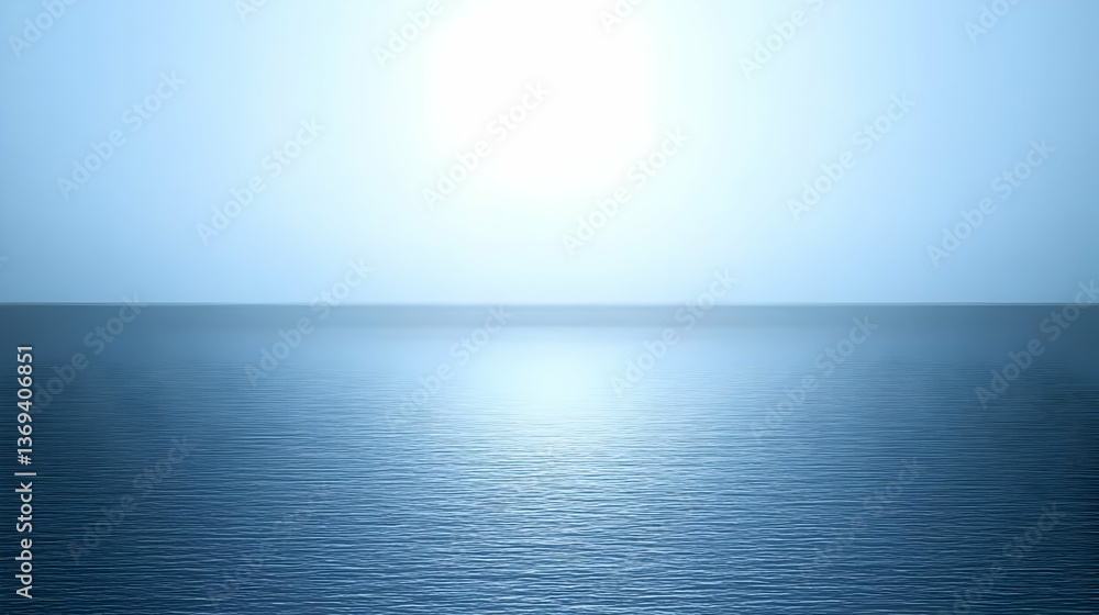 Poster serene digital painting of a calm ocean under a bright sky, abstract background illustration with su