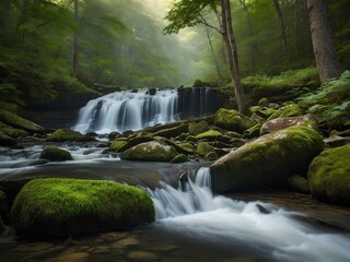 Maytag Falls: A Hidden U.S. Gem Where Smooth, Sliding Cascades Flow Over Rugged Rock Formations, Creating a Mesmerizing Natural Waterscape Surrounded by Lush Wilderness