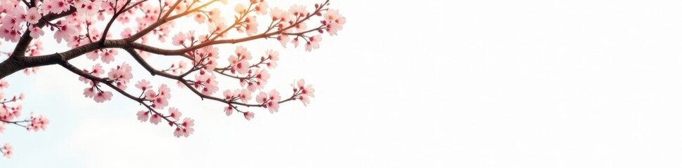 Delicate tree branches isolated on white background, tree branches, peaceful scene, serene atmosphere