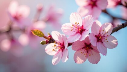 Obraz premium Delicate pink sakura blossoms, full bloom, soft petals, spring, pattern, petals