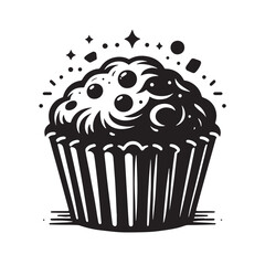 Black Color Muffin Tin Silhouette Vector Illustration, Solid White Background