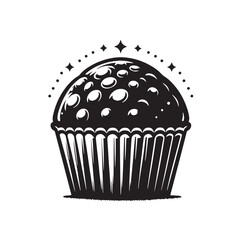 Black Color Muffin Tin Silhouette Vector Illustration, Solid White Background