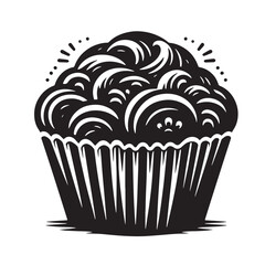 Black Color Muffin Tin Silhouette Vector Illustration, Solid White Background