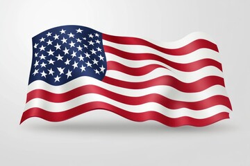 Fototapeta premium A bold vector design showcasing the American flag waving on a grey background, representing all major U.S. patriotic holidays.