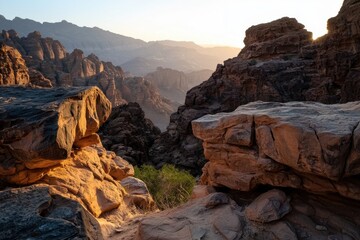Obraz premium Petras alkhazneh illuminated by soft morning light petra famous landmarks photography rocky landscape scenic viewpoint captivating natural beauty