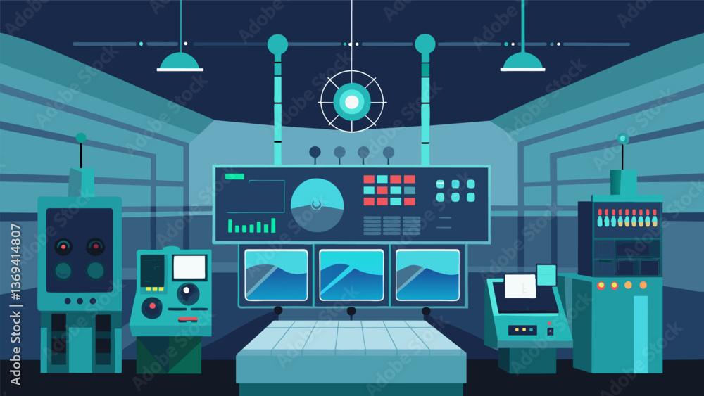Poster a stateoftheart control room equipped with advanced technology and a complex network of sensors ensu