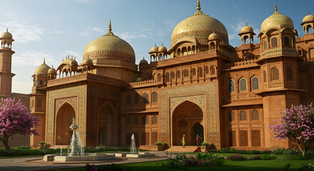 Pixelated Ancient Indian Palace Exterior