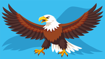 Obraz premium A majestic bald eagle taking flight from its perch spreading its wings in excitement as it begins its journey back into the wild.. Vector illustration