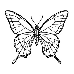 Golden Swallowtail Simple Line Pattern, Suitable for Cross-Stitch, Hand Embroidery, Coloring After Printing, and Tracing.