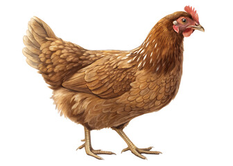 Realistic Brown Hen PNG Image Isolated on Transparent Background – Farm Chicken Illustration Stock Photo