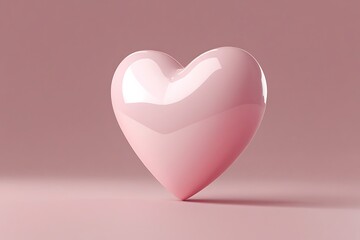 A delicate pink heart, a symbol of love and tenderness, rests gently on a soft blush background, showcasing a smooth, glossy finish.
