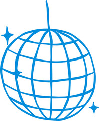 Coastal Cowgirl Disco ball Outline Playful Hand Draw