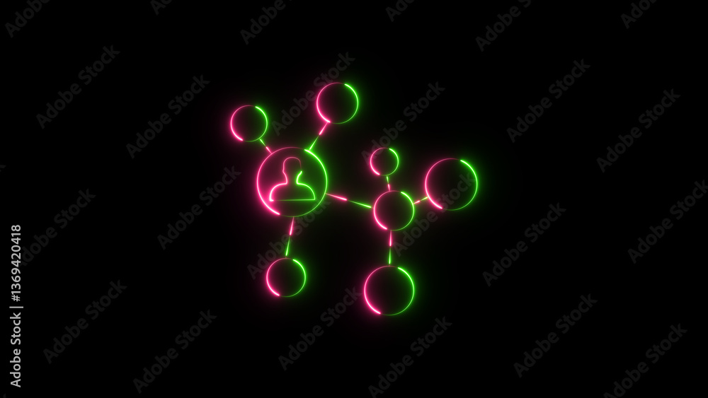 Poster connection icon. hub network connection isolated on black background. network line icon.