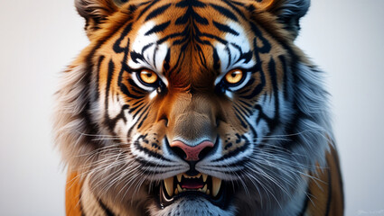 Fototapeta premium Portrait of a majestic tiger with striking stripes and intense gaze