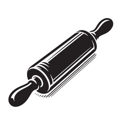 Black Color Rolling Pin Silhouette Vector Illustration, Solid White Background