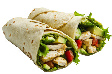 Avocado Chicken Wrap on transparent background