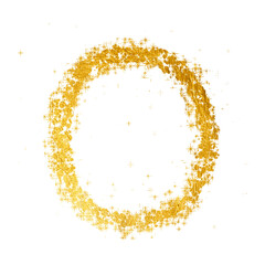 Golden Glittering Circle on Black Background Decorative Design Element for Overlay