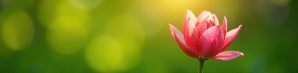 Fototapeta premium delicate petal unfurls softly in morning light, bloom, green, spring