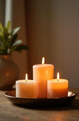 Moments of relaxation with scented candles, free space for text