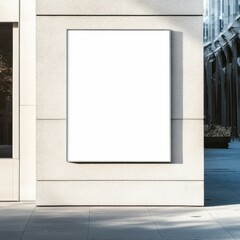 minimalist white poster in urban setting

